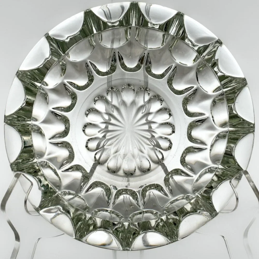RETRO Glass Ashtray | Vintage 1970s Pressed Glass Heavy Ashtray | Unique Barware - Picture 2 of 7